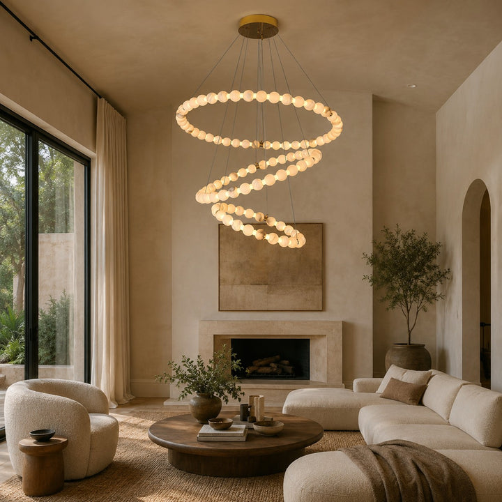 Modern Designer Chandelier Hanging Marble Light Fixtures LED Dimmable Adjustable for Luxury Interiors