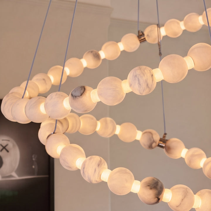 Modern Designer Chandelier Hanging Marble Light Fixtures LED Dimmable Adjustable for Luxury Interiors