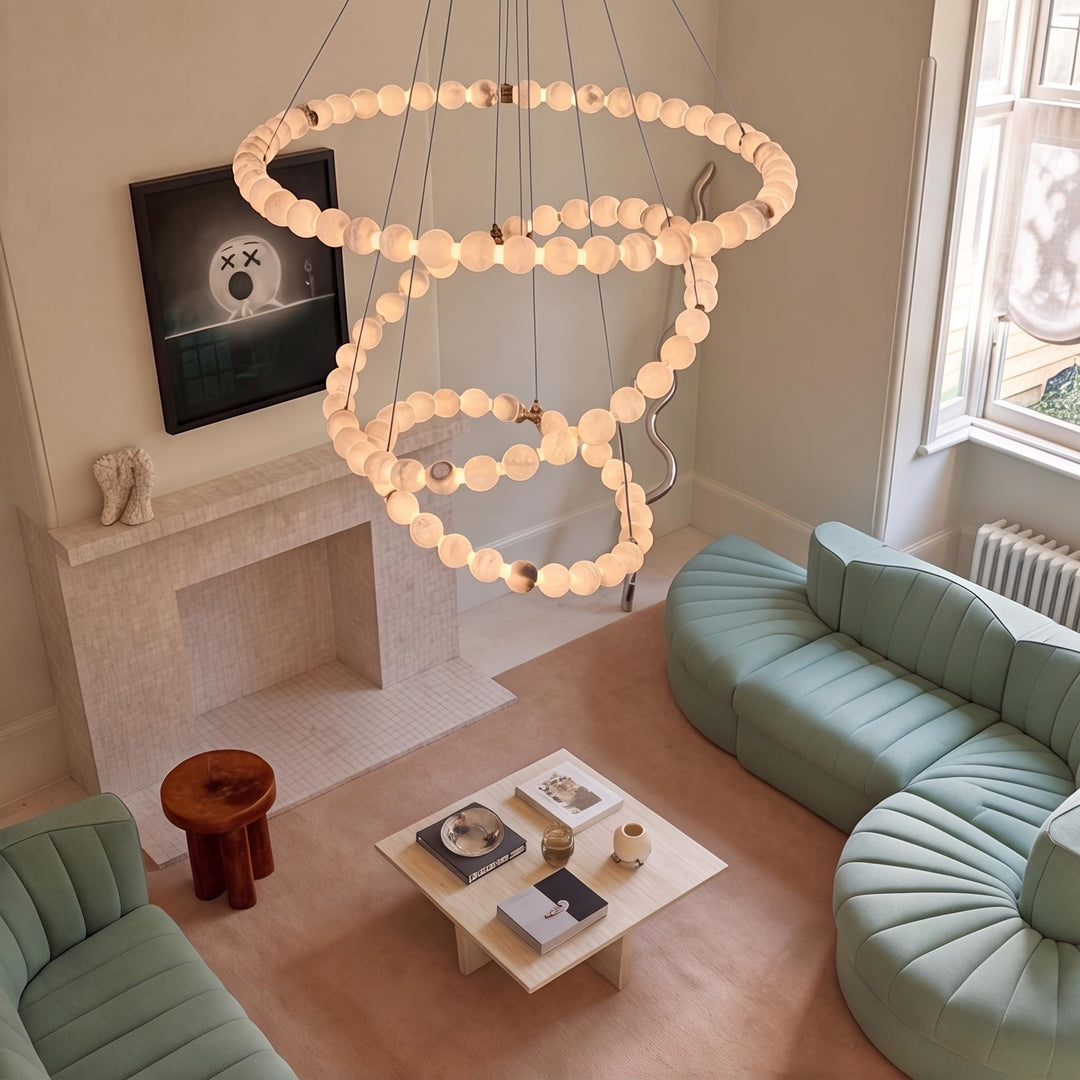 Modern Designer Chandelier Hanging Marble Light Fixtures LED Dimmable Adjustable for Luxury Interiors