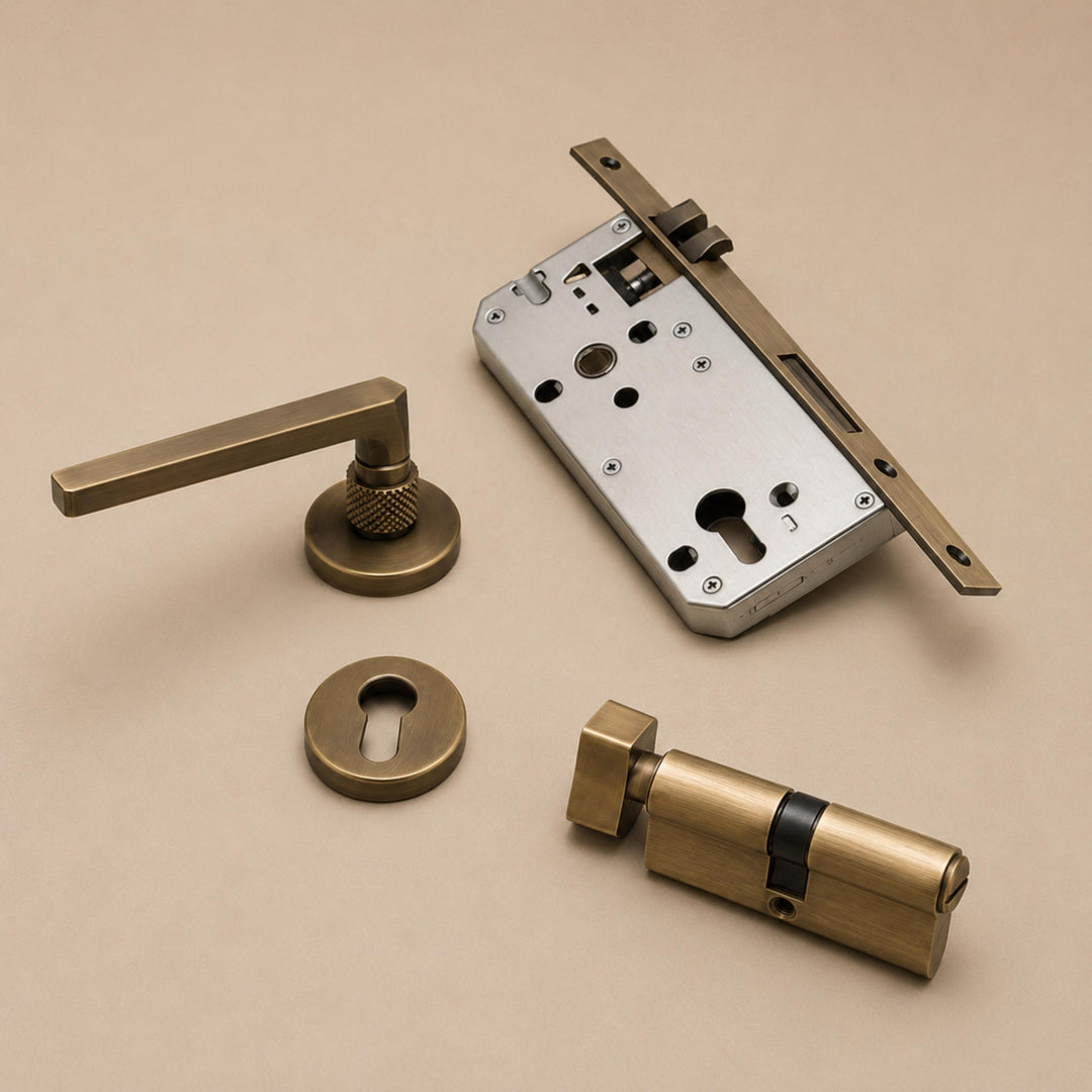 Modern Door Handleset with Ergonomic Grip Durable Brass Matte Black Finish for Interior Doors