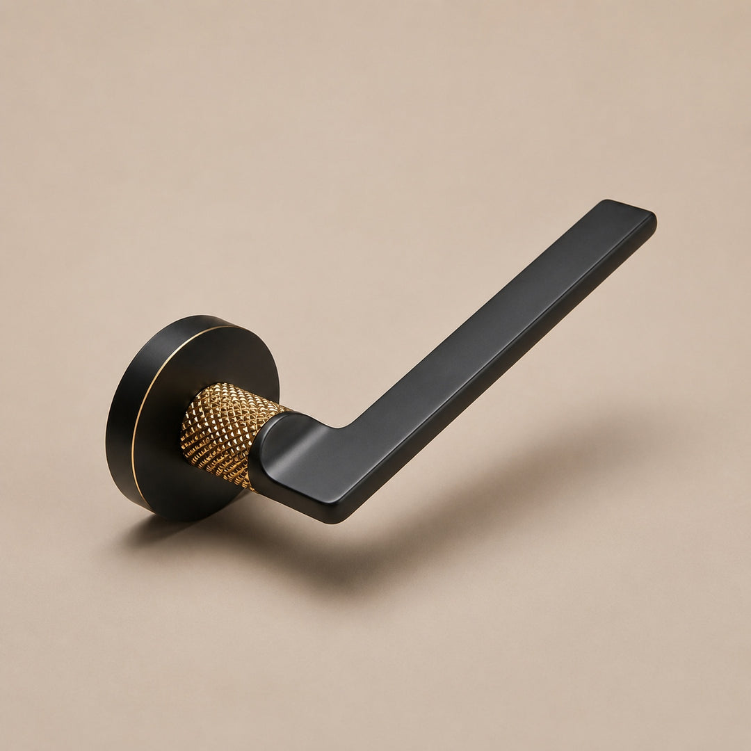 Modern Door Handleset with Ergonomic Grip Durable Brass Matte Black Finish for Interior Doors