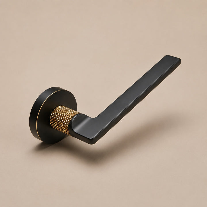 Modern Door Handleset with Ergonomic Grip Durable Brass Matte Black Finish for Interior Doors