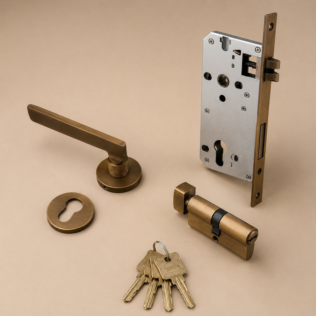 Modern Door Handleset with Ergonomic Grip Durable Brass Matte Black Finish for Interior Doors