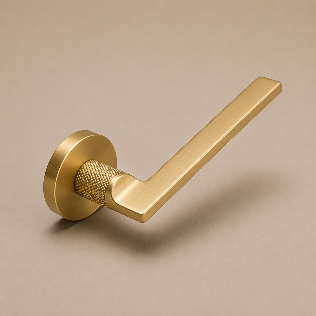 Modern Door Handleset with Ergonomic Grip Durable Brass Matte Black Finish for Interior Doors