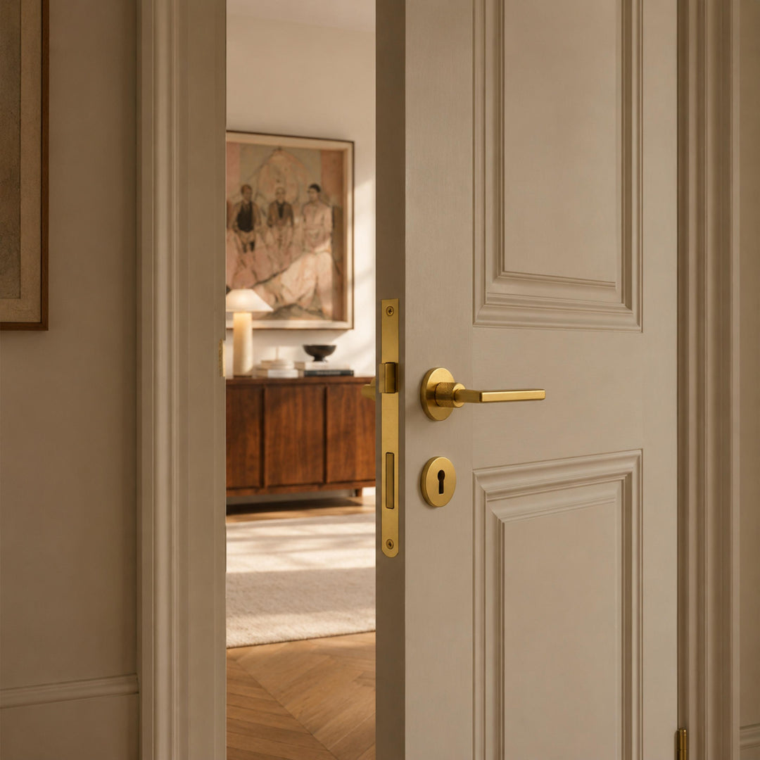 Modern Door Handleset with Ergonomic Grip Durable Brass Matte Black Finish for Interior Doors