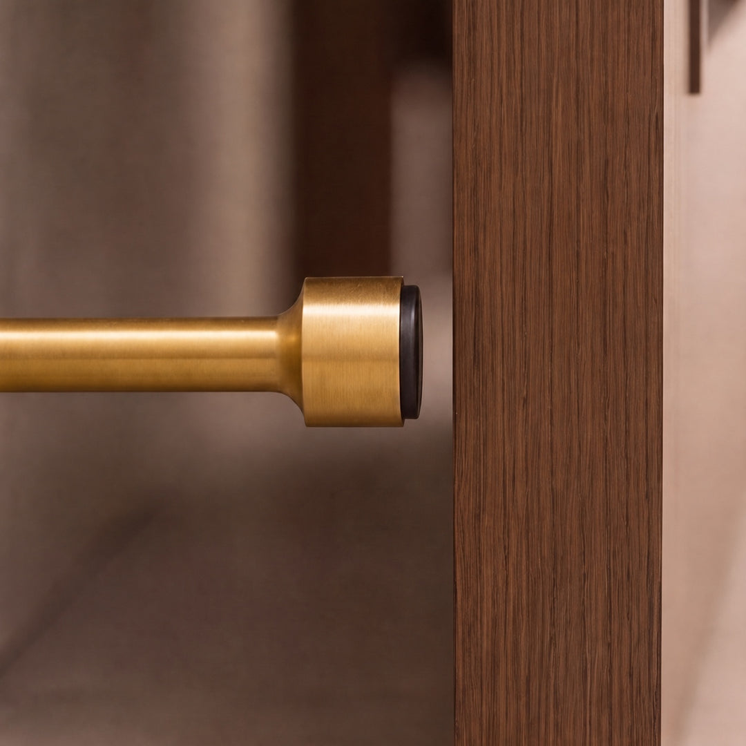 Modern Door Stop Solid Brass Adhesive or Screw Mounted with Rubber Tip for Noise Reduction