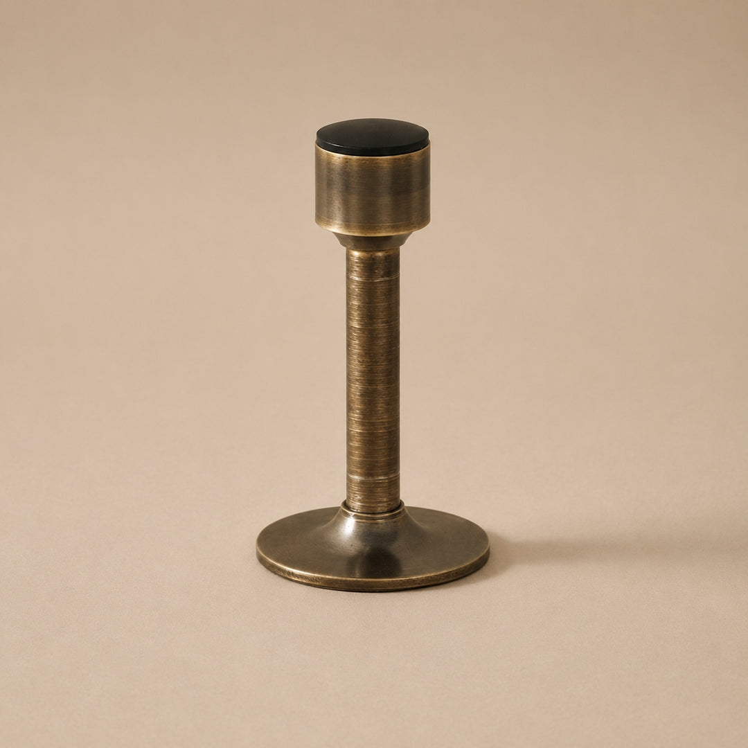 Modern Door Stop Solid Brass Adhesive or Screw Mounted with Rubber Tip for Noise Reduction