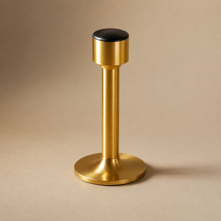 Modern Door Stop Solid Brass Adhesive or Screw Mounted with Rubber Tip for Noise Reduction