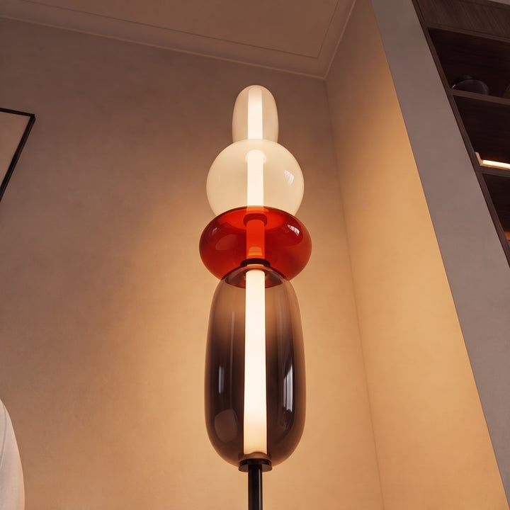 Modern Floor Lamp Adjustable Height Glass LED Lighting Stacked Pebble Design