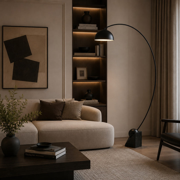 Modern Floor Lamp Adjustable Height Gold Marble Base LED Lighting 60-72 Inch
