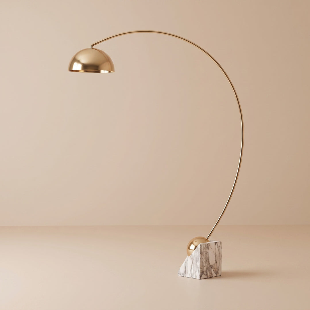Modern Floor Lamp Adjustable Height Gold Marble Base LED Lighting 60-72 Inch