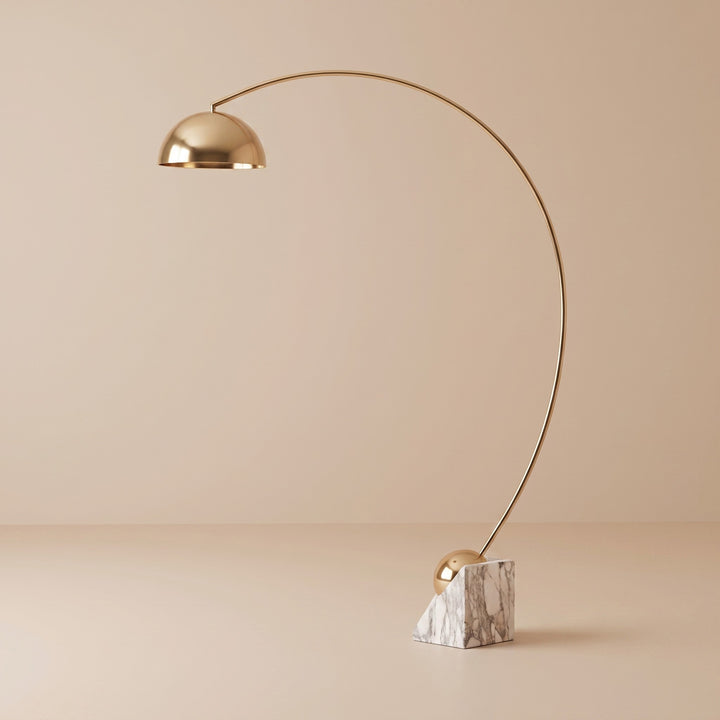 Modern Floor Lamp Adjustable Height Gold Marble Base LED Lighting 60-72 Inch
