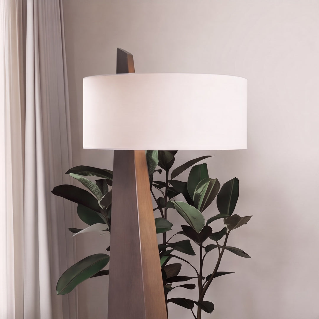 Modern Floor Lamp Adjustable Height Iron Body Fabric Shade Asymmetrical Design for Living Room