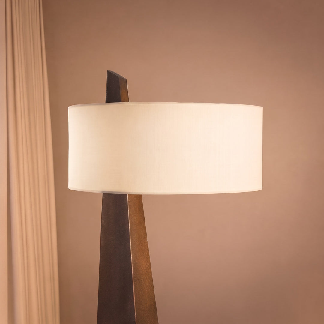Modern Floor Lamp Adjustable Height Iron Body Fabric Shade Asymmetrical Design for Living Room