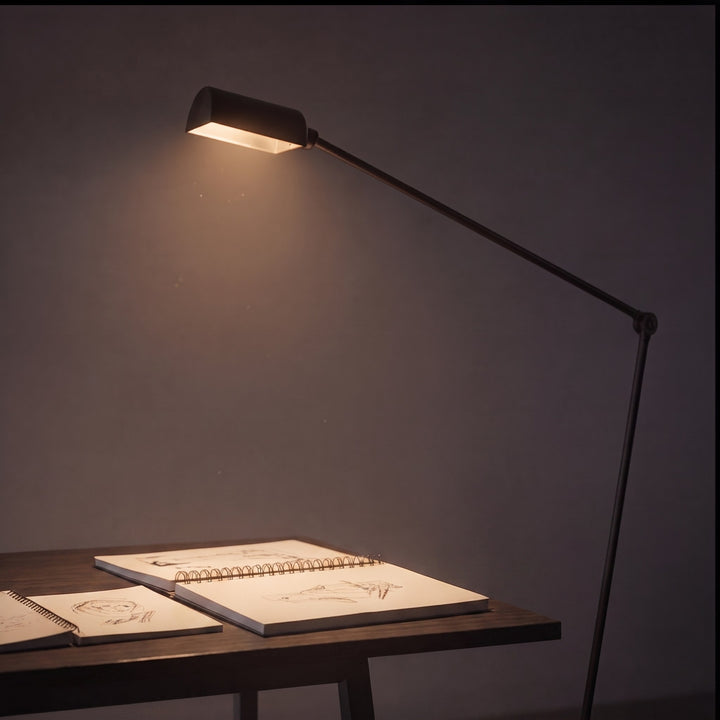 Modern Floor Lamp Adjustable Height Metal Shade LED Lighting for Living Room