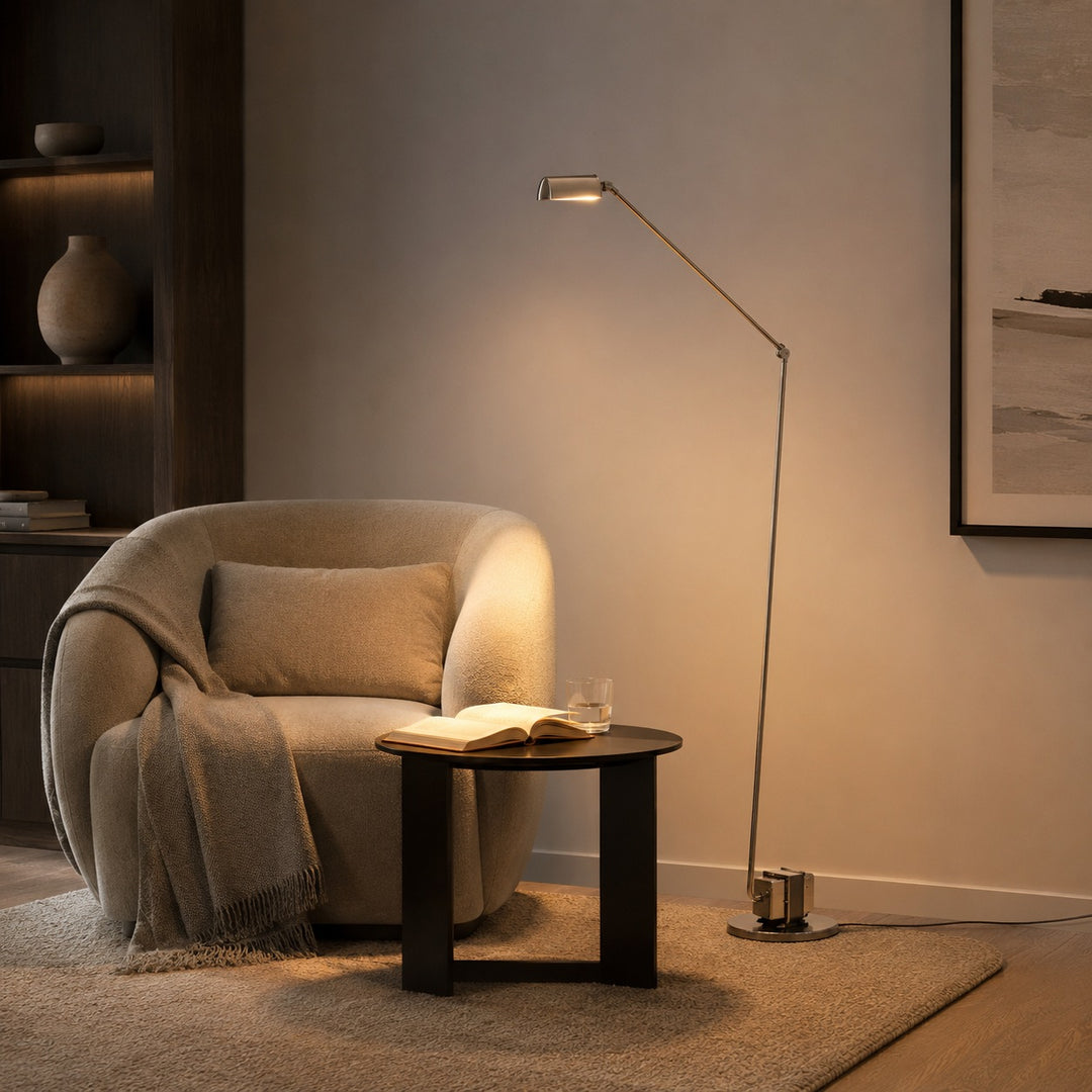 Modern Floor Lamp Adjustable Height Metal Shade LED Lighting for Living Room