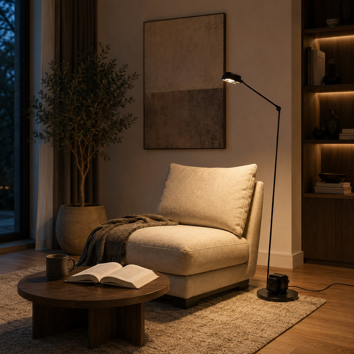 Modern Floor Lamp Adjustable Height Metal Shade LED Lighting for Living Room