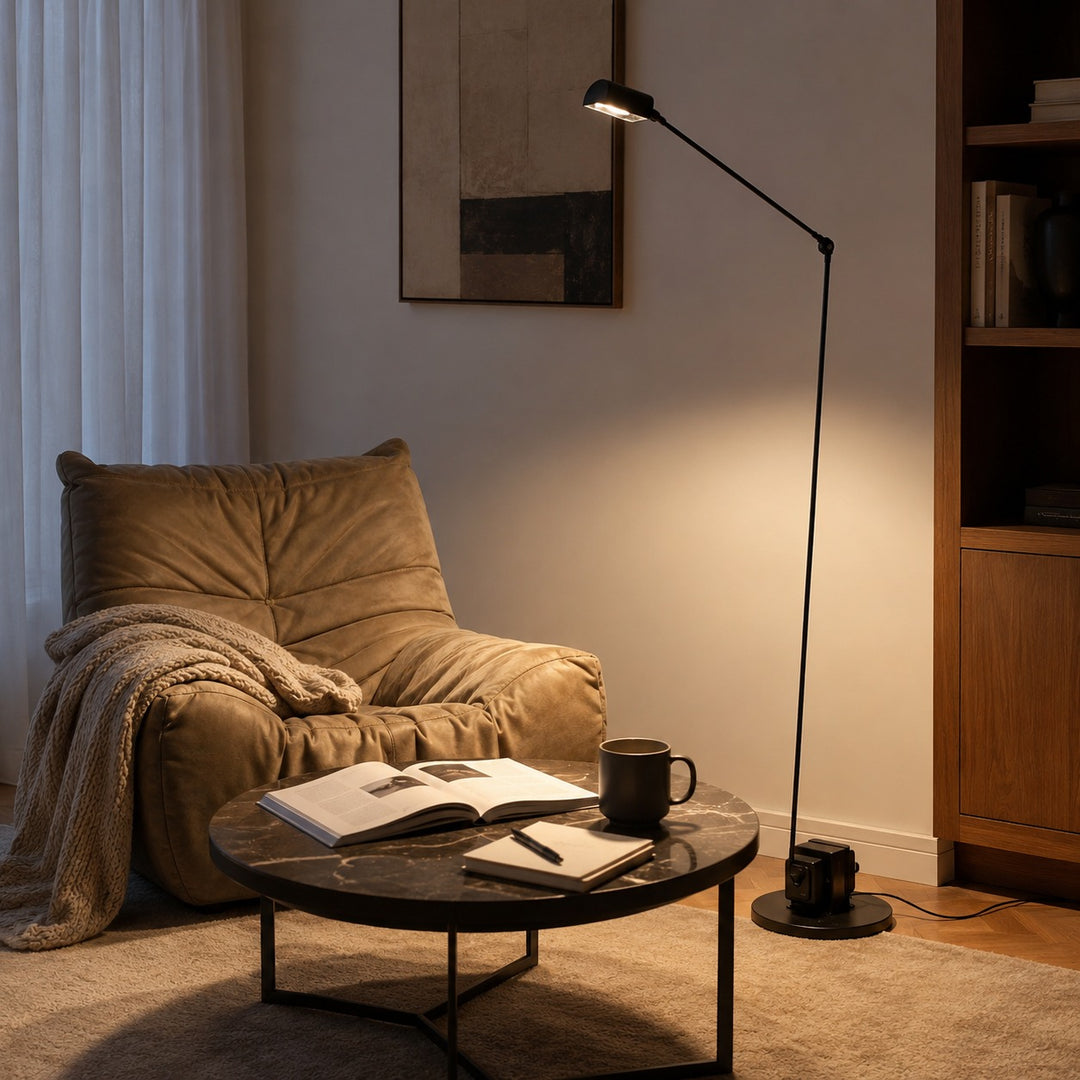 Modern Floor Lamp Adjustable Height Metal Shade LED Lighting for Living Room