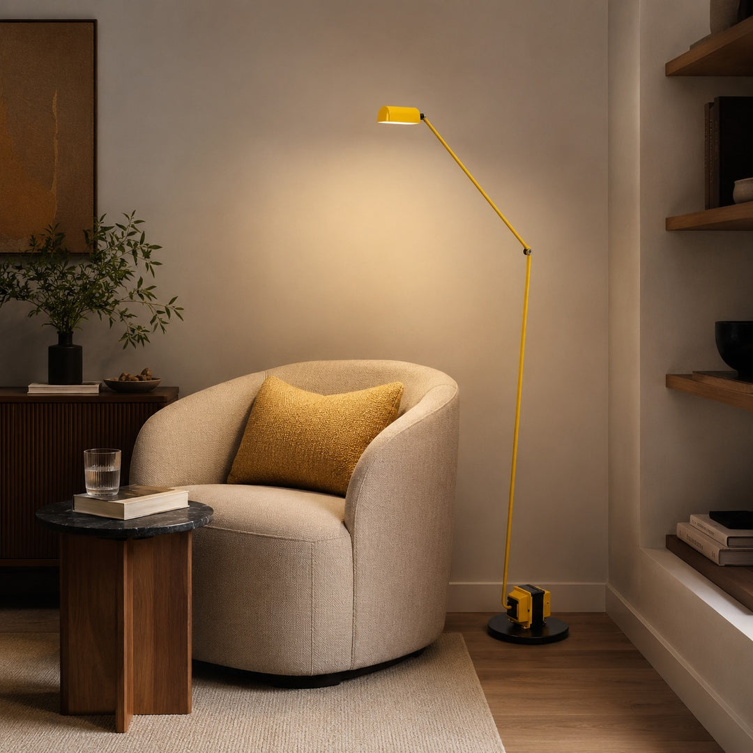 Modern Floor Lamp Adjustable Height Metal Shade LED Lighting for Living Room