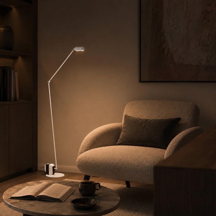 Modern Floor Lamp Adjustable Height Metal Shade LED Lighting for Living Room