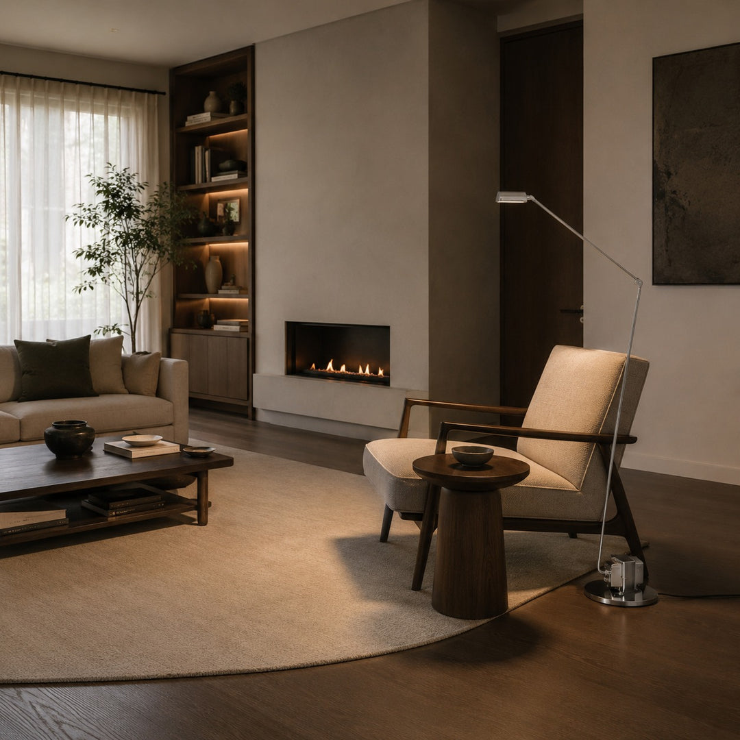 Modern Floor Lamp Adjustable Height Metal Shade LED Lighting for Living Room
