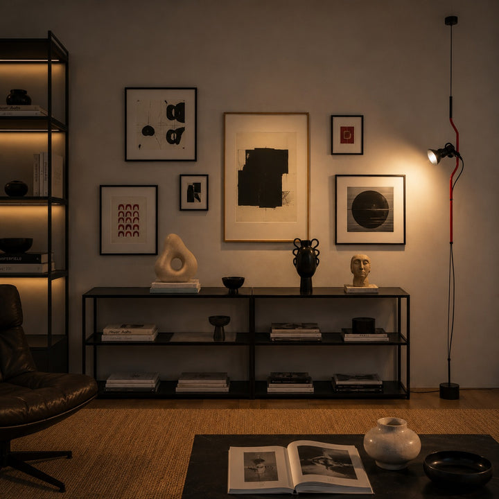 Modern Floor Lamp Adjustable Height Metal Spotlight Indoor Lighting