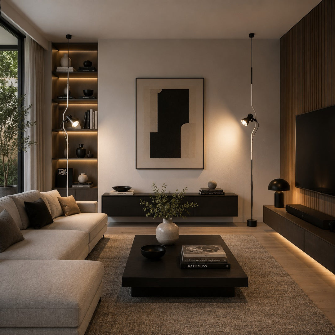 Modern Floor Lamp Adjustable Height Metal Spotlight Indoor Lighting