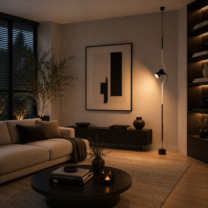 Modern Floor Lamp Adjustable Height Metal Spotlight Indoor Lighting