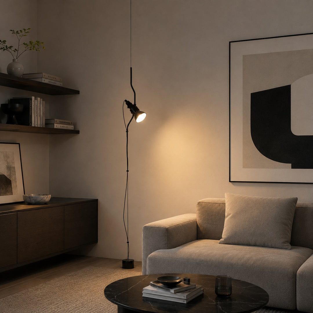 Modern Floor Lamp Adjustable Height Metal Spotlight Indoor Lighting