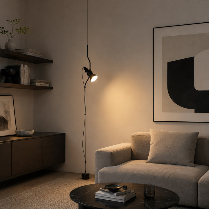 Modern Floor Lamp Adjustable Height Metal Spotlight Indoor Lighting