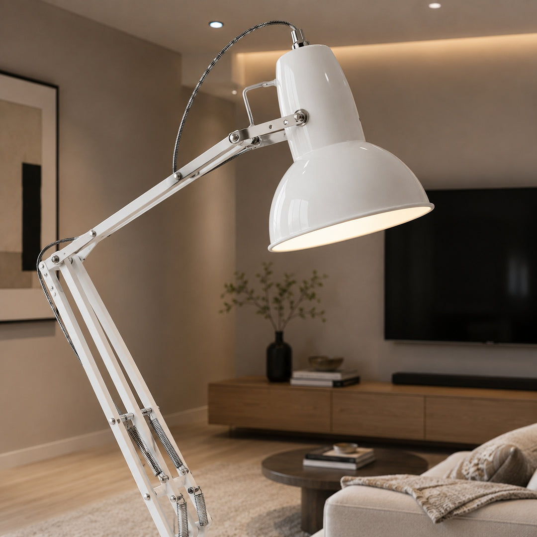 Modern Floor Lamp with Adjustable Height Metal Base for Living Room Lighting
