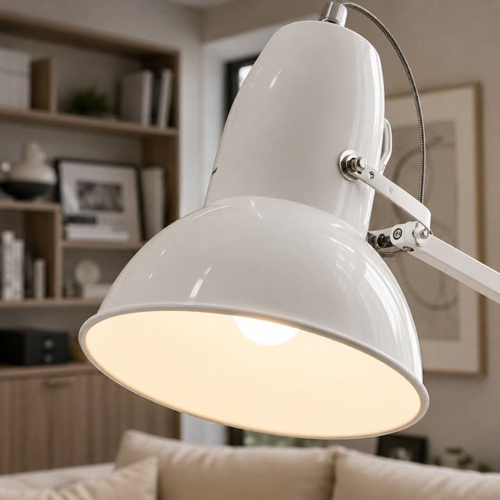 Modern Floor Lamp with Adjustable Height Metal Base for Living Room Lighting
