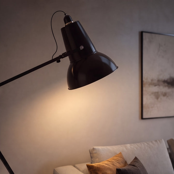 Modern Floor Lamp with Adjustable Height Metal Base for Living Room Lighting
