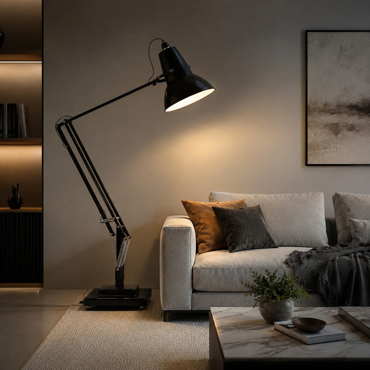 Modern Floor Lamp with Adjustable Height Metal Base for Living Room Lighting