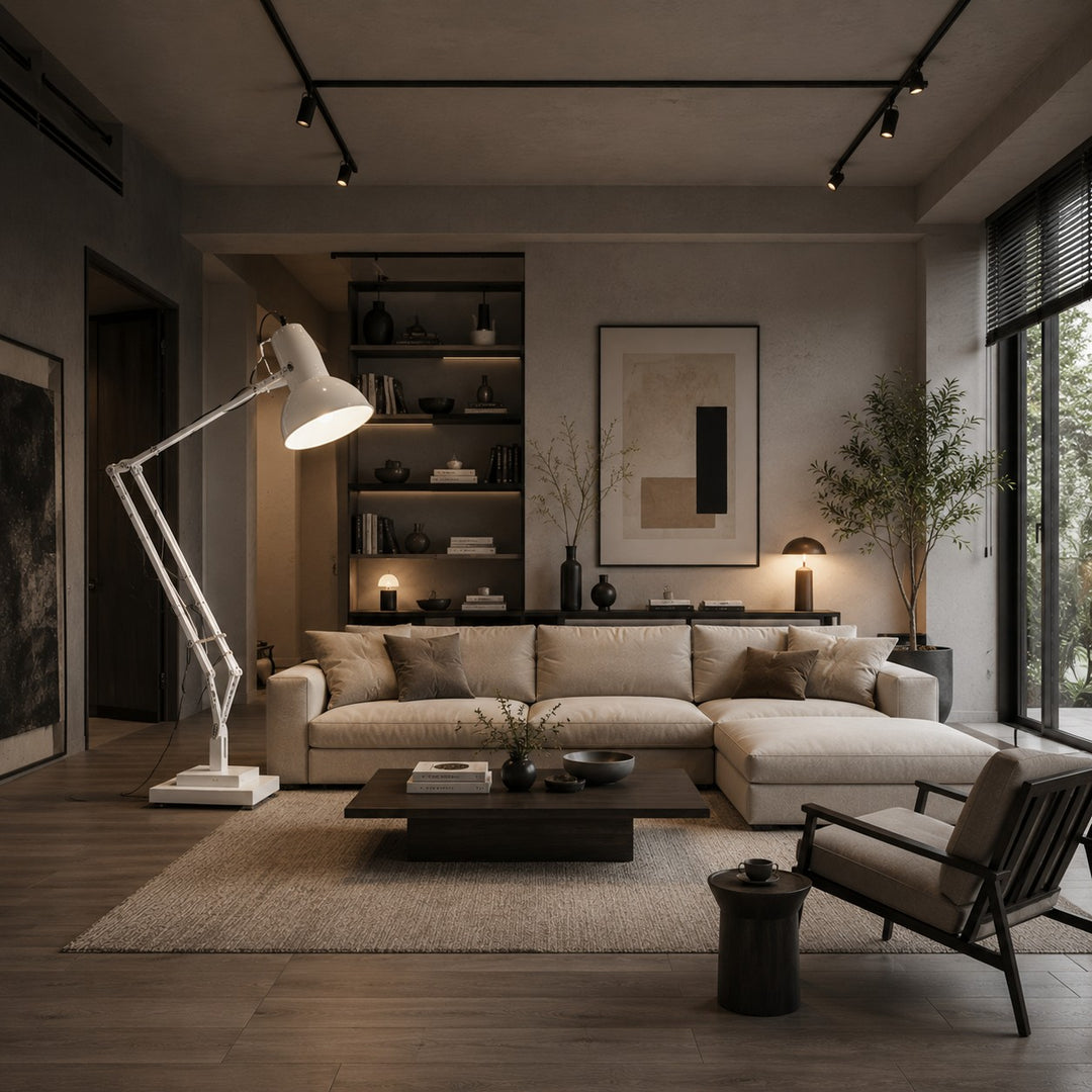 Modern Floor Lamp with Adjustable Height Metal Base for Living Room Lighting