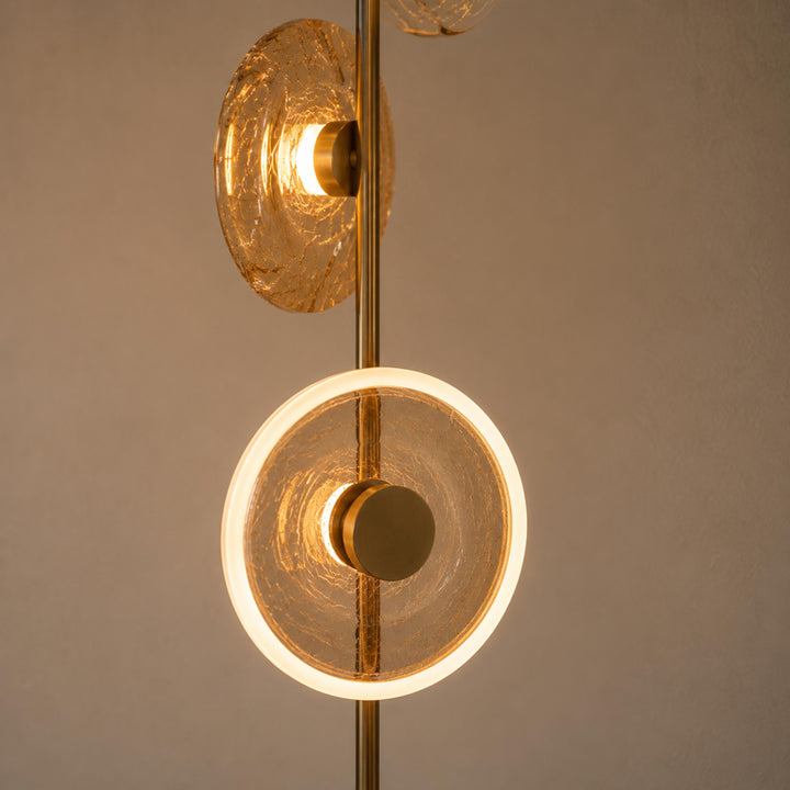 Modern Floor Lamp with Adjustable Lighting Cracked Glass Shade Metal Base Indoor Use