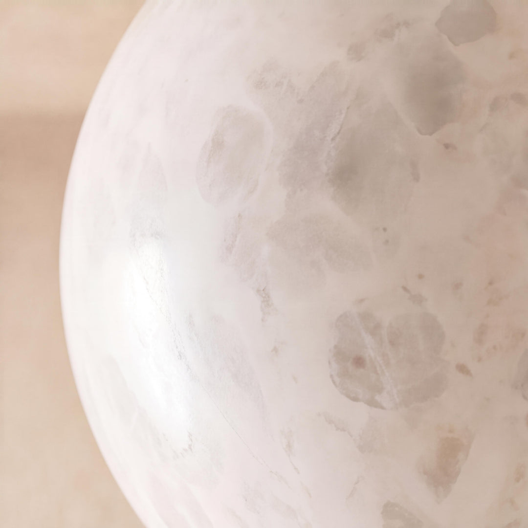 Modern Flush Mount Ceiling Light Copper Alabaster Marble Soft Ambient Glow Fixture
