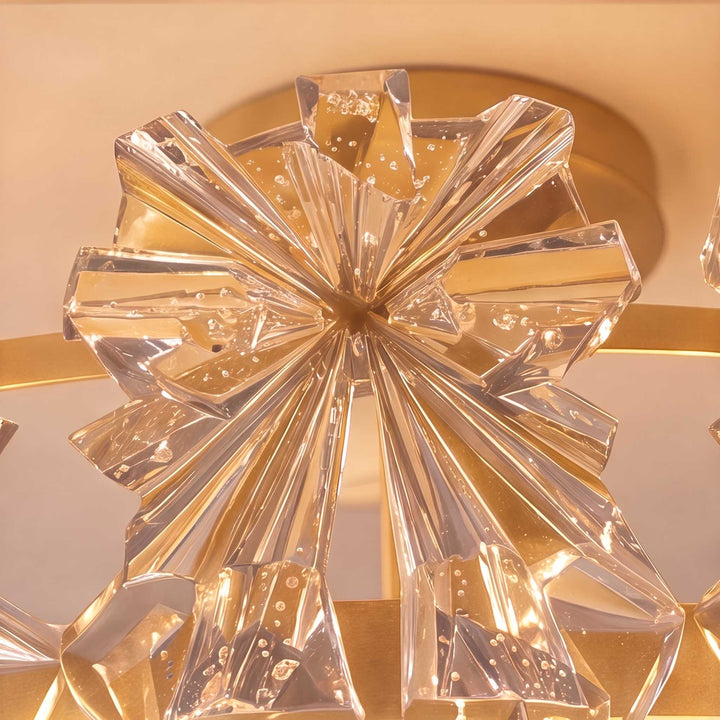 Modern Flush Mount Ceiling Light Copper Glass Starburst Design Soft Illumination