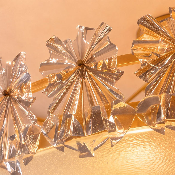 Modern Flush Mount Ceiling Light Copper Glass Starburst Design Soft Illumination