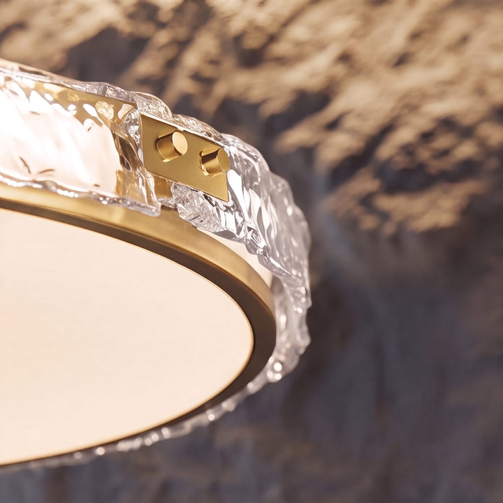Modern Flush Mount Ceiling Light Copper and Glass Soft Ambient Glow Fixture