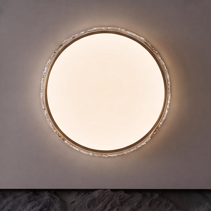 Modern Flush Mount Ceiling Light Copper and Glass Soft Ambient Glow Fixture