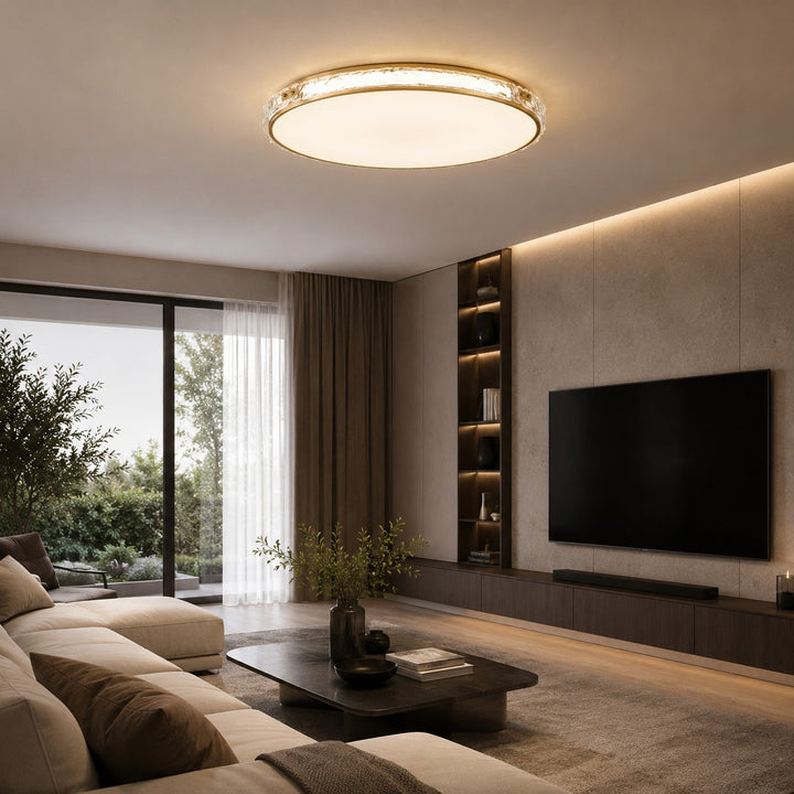 Modern Flush Mount Ceiling Light Copper and Glass Soft Ambient Glow Fixture