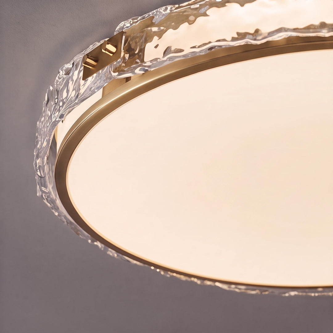 Modern Flush Mount Ceiling Light Copper and Glass Soft Ambient Glow Fixture