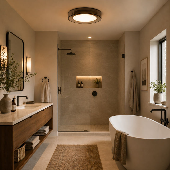 Modern Flush Mount Ceiling Light with Layered Glass and Energy Saving LED Technology