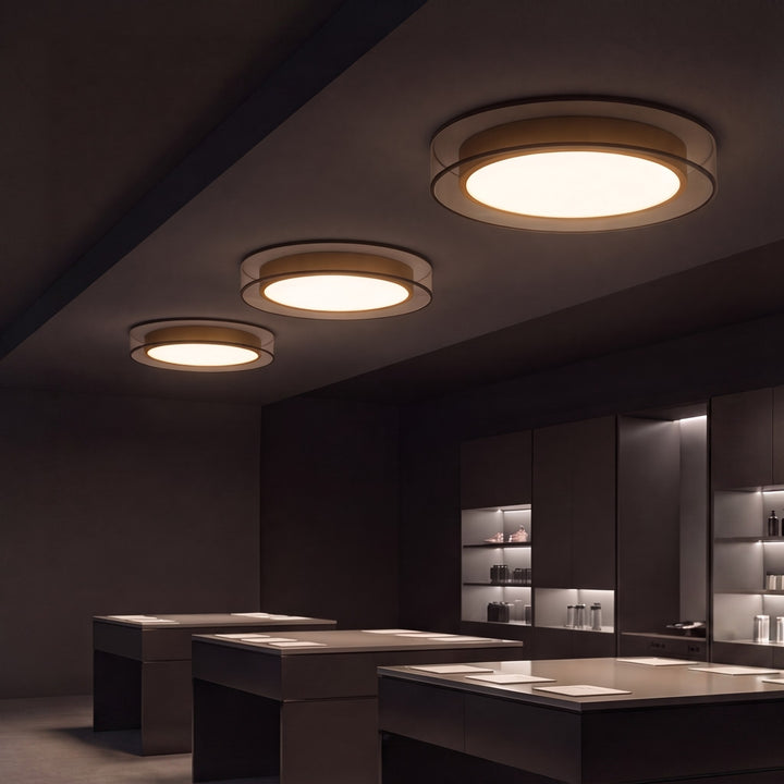 Modern Flush Mount Ceiling Light with Layered Glass and Energy Saving LED Technology
