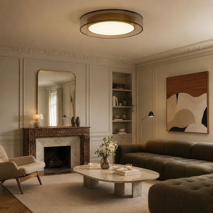 Modern Flush Mount Ceiling Light with Layered Glass and Energy Saving LED Technology