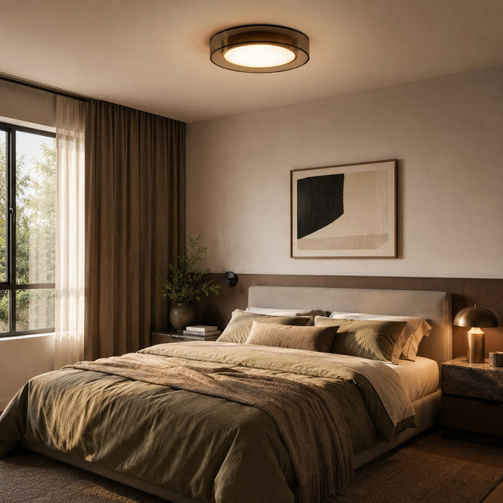 Modern Flush Mount Ceiling Light with Layered Glass and Energy Saving LED Technology