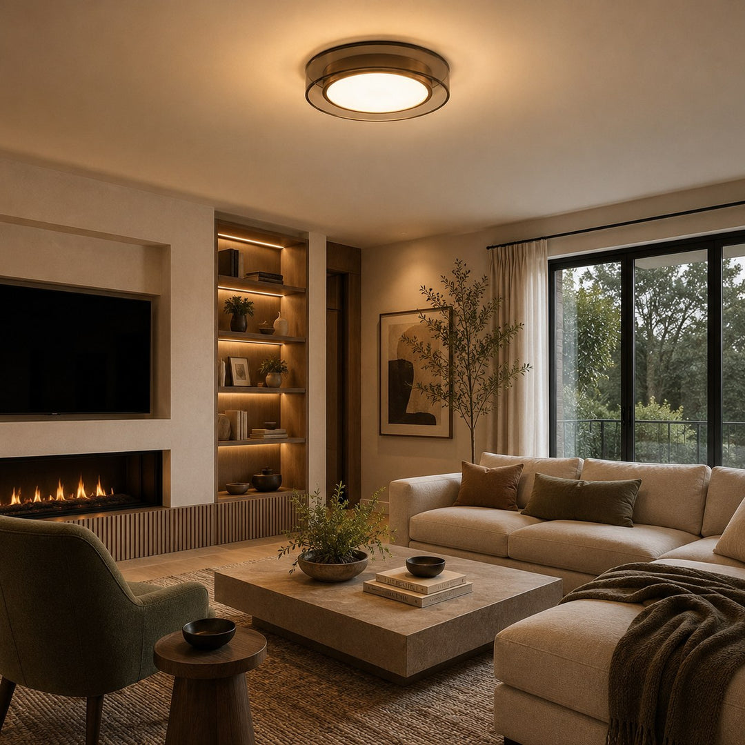 Modern Flush Mount Ceiling Light with Layered Glass and Energy Saving LED Technology