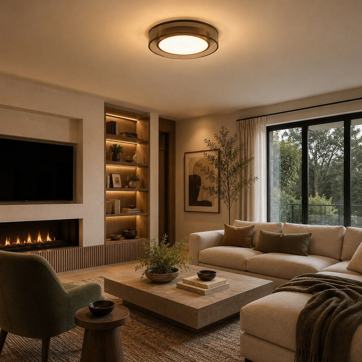 Modern Flush Mount Ceiling Light with Layered Glass and Energy Saving LED Technology