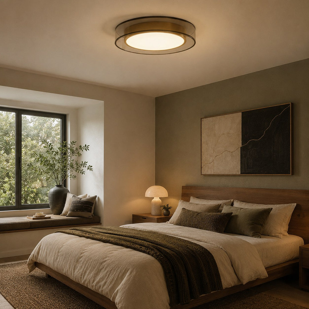 Modern Flush Mount Ceiling Light with Layered Glass and Energy Saving LED Technology